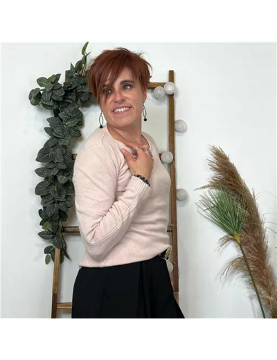 Y256- Pull Laine Cachemire "Tricotonic" (les T36&40) (rose poudré)