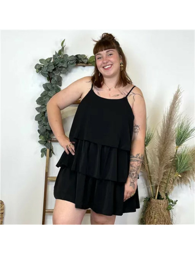 L011- Robe Charleston unie (T40-T48) (noir)