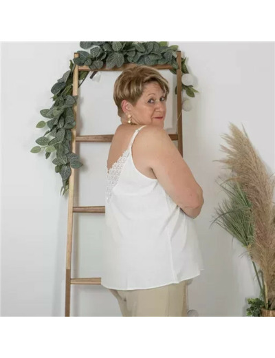 K233- Débardeur Maëlle dos brodé (T40-T48) (blanc)