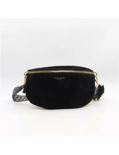 P392- Banane aspect Daim Flora & Co, sangle fantaisie (noir)