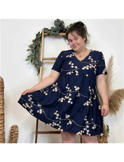 K283- Robe Maëlle "Baies" (T40-T48) (marine)