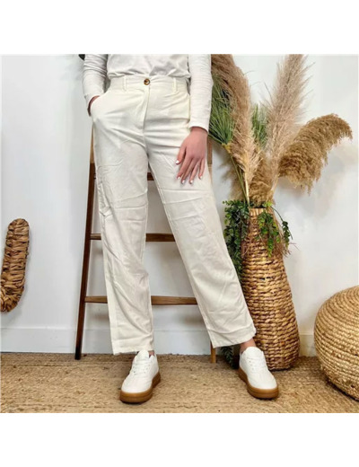 L791- Pantalon coupe fuseau (T36-T44) (ecru)