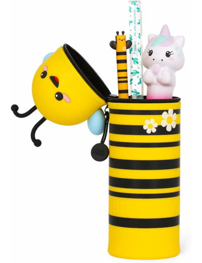 Legami - Kawaii Étui École 2 en 1 en Silicone Souple, Porte-stylos de Table, Fermeture à Glissière, Stylos Crayons Feutres BEE