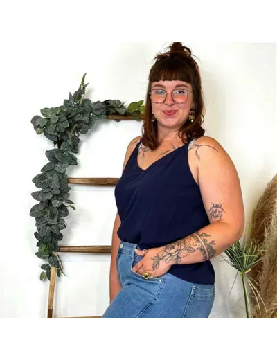 K233- Débardeur Maëlle dos brodé (T40-T48) (marine)