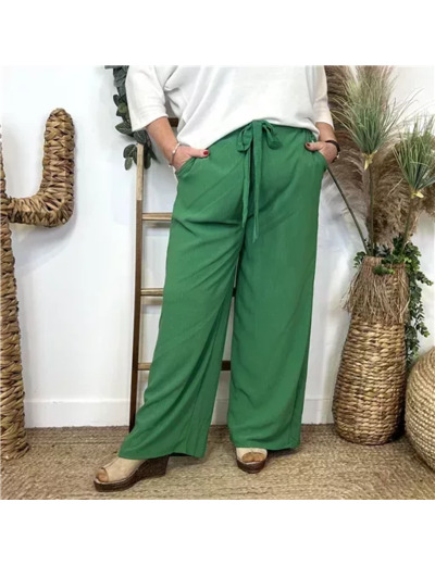 T543- Pantalon flou large (T42/44-T54/56) (vert brésil)