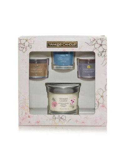 Coffret cadeau - 3 VOTIVES EN VERRE + 1 PETITE JARRE - COLLECTION PRINTEMPS