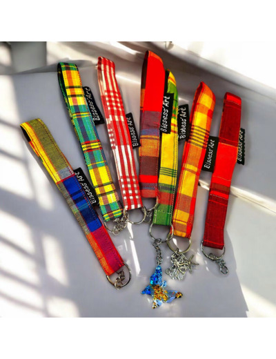 Porte-clés en tissu Madras vibrant