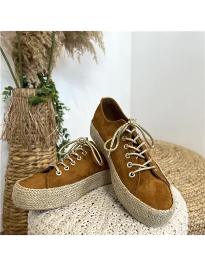 R472- Tennis Lacets dorés (T36-T41) (camel)