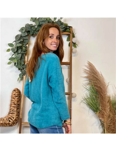 K121- Pull « Pilou Pilou » (Tu) 🇮🇹 (bleu canard)