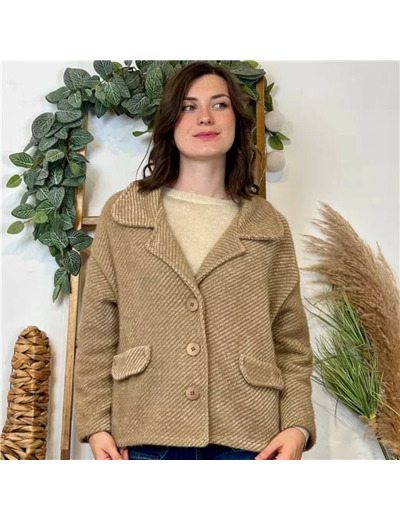 K054- Veste courte chevron (Tu) 🇮🇹 (camel)