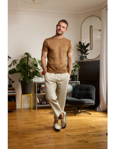 T shirt en lin homme - bronze
