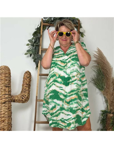 K150- Robe Christy "Marbré" (T44-T52) (vert brésil)