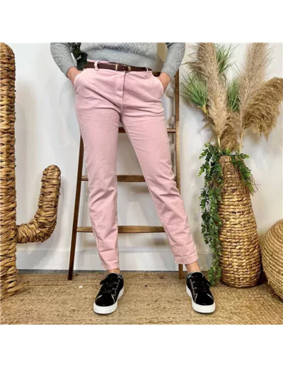 L804- Pantalon en velour (T36-T44) (rose poudré)