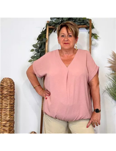 K189- Blouse boule unie (Tu) 🇮🇹 (rose poudré)
