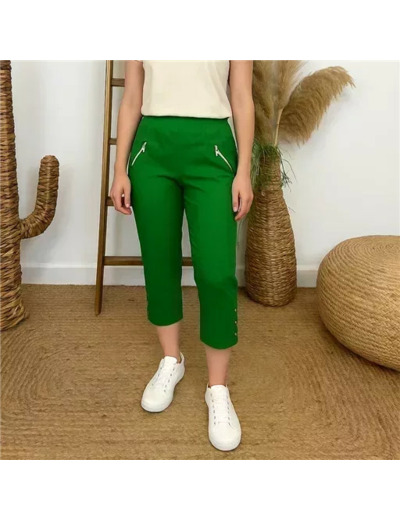 T581- Pantacourt stretch uni JST (T38-T52) (vert brésil)