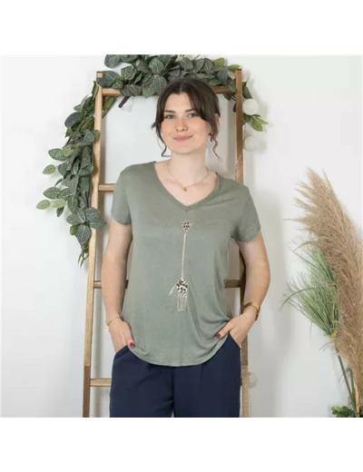 K177- T-Shirt « Girafe» (Tu) 🇮🇹 (kaki)