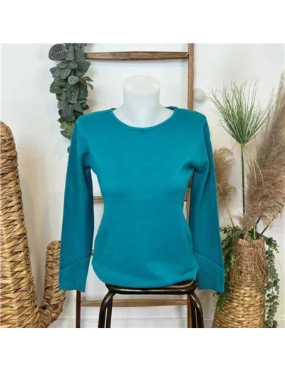 Y262- Pull Laine Cachemire "Tricotonic" (les T38&42) (bleu canard)