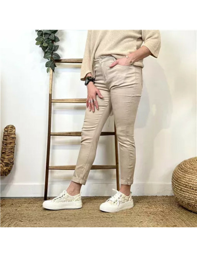 P092- Jean 7/8ème Voggo (T36-T44) (beige)