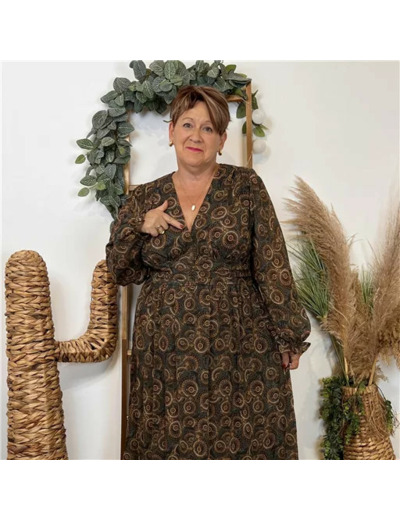 K077- Robe Maëlle fleurettes (T40-T48) (kaki)