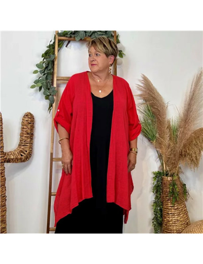 Z145- Veste Coton Lin (Gt) 🇮🇹 (rouge)