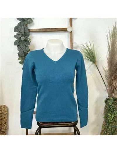Y248- Pull Laine Cachemire "Tricotonic" (les T36&40) (bleu canard)