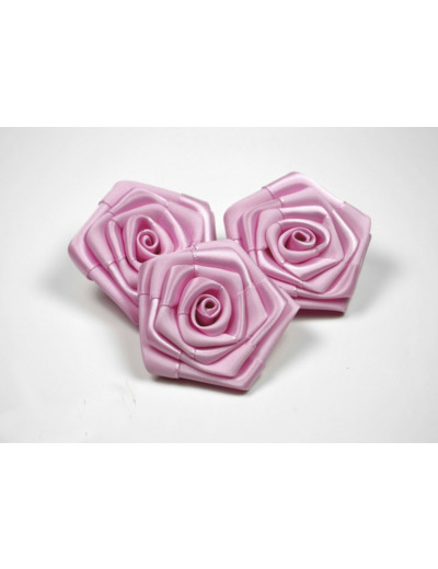 Sachet de 3 roses satin de 6 cm de diametre rose 148