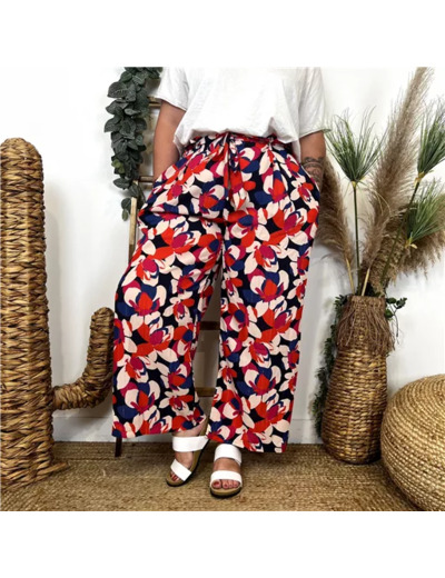 L033- Pantalon Palazzo By One (T40-T48) (multicolore)
