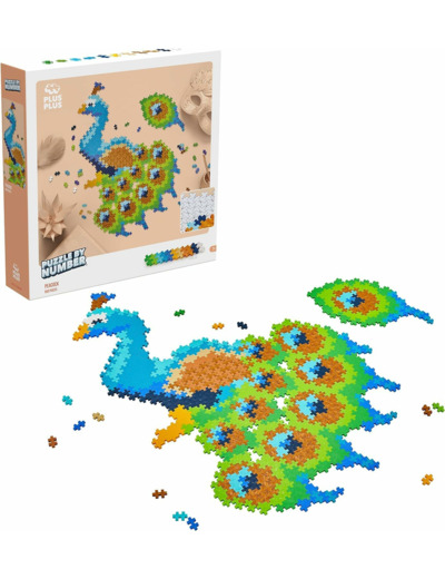 PLUS PLUS - Puzzle par numéro Paon de 800 pièces - Jeu de construction - PP3931