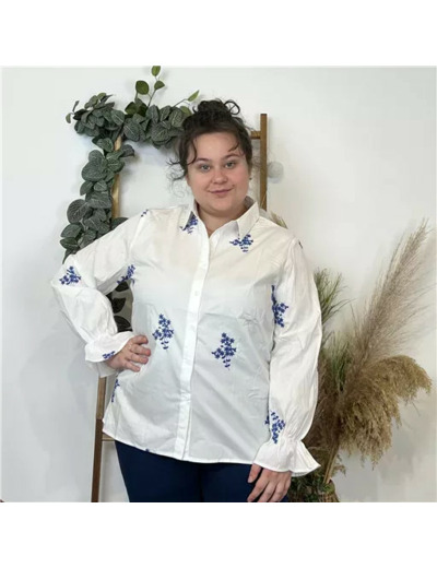 K527- Chemise brodée By One (T40-T48) (blanc)