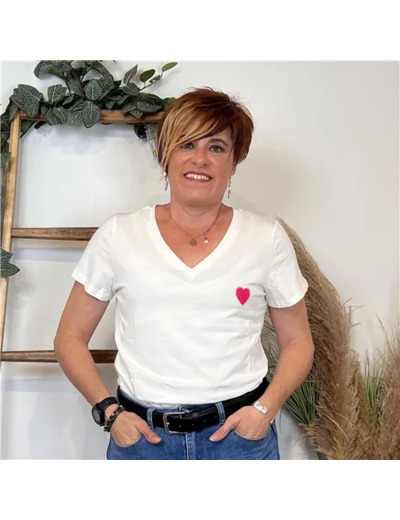 K232- T-shirt Coeur (T36-T40) 🤎 (fuchsia)