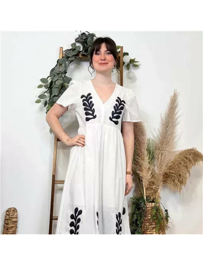 K370- Robe Bohême "By One" (T36-T40) (blanc)