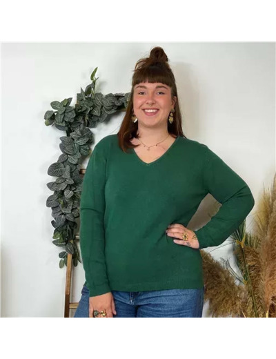 Y259- Pull Laine Cachemire "Tricotonic" (les T34&48) (vert sapin)