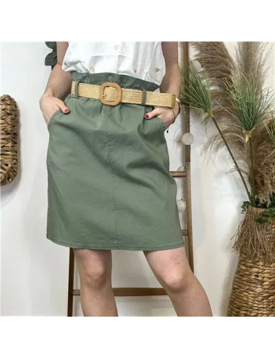 L721- Jupe stretch unie (Tu) 🇮🇹 (kaki)