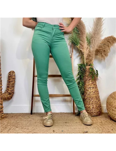 N275- Jean coupe Slim Voggo (T36-T44) (vert d'eau)