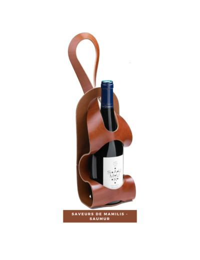 Porte bouteille 100% cuir La Bouclée Originale Marron Gold