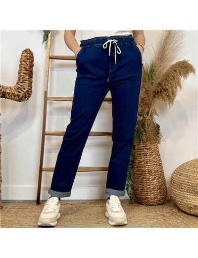 M949- Jean taille élastiquée Mom Voggo (T36-T44) (denim)