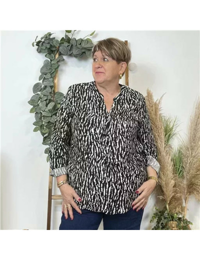 Z786- Blouse Christy marbrée (T44-T52) (noir)