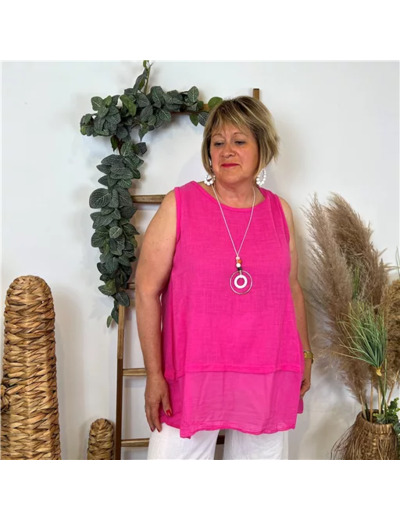 N818- Debardeur coton (Gt) (fuchsia)