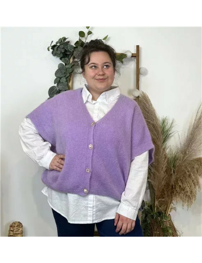 Z143- Gilet boutons fantaisies (Gu) (violet)