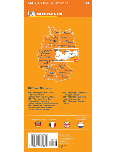 CARTE REGIONALE ALLEMAGNE CENTRE-EST