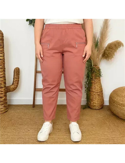 T545- Pantalon Confort JST (T38-T52) (rose poudré)
