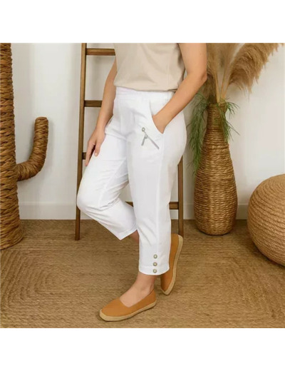 T581- Pantacourt stretch uni JST (T38-T52) (blanc)