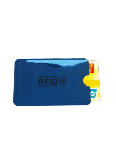 Etui de protection carte bancaire RFID blindé anti-scan Bleu