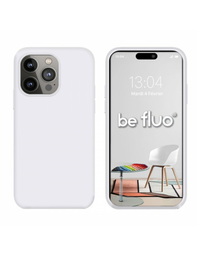 Coque Silicone Moxie BeFluo Fine et Légère pour iPhone 14 Pro, Intérieur Microfibre - Blanc