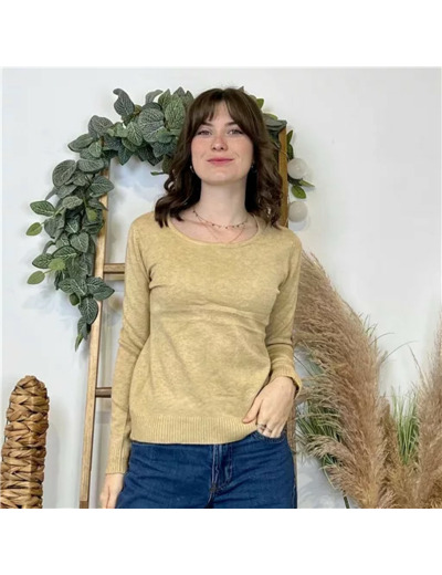 Y374- Pull Épais sans laine «Voggo» (T36-T48) (taupe)