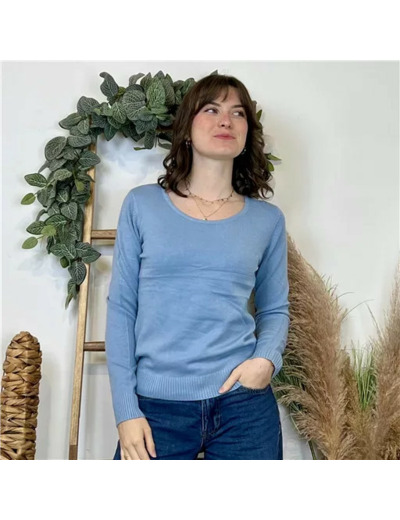 Y374- Pull Épais sans laine «Voggo» (T36-T48) (bleu ciel)
