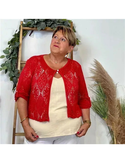 Z132- Gilet court Ajouré 🇮🇹 (rouge)