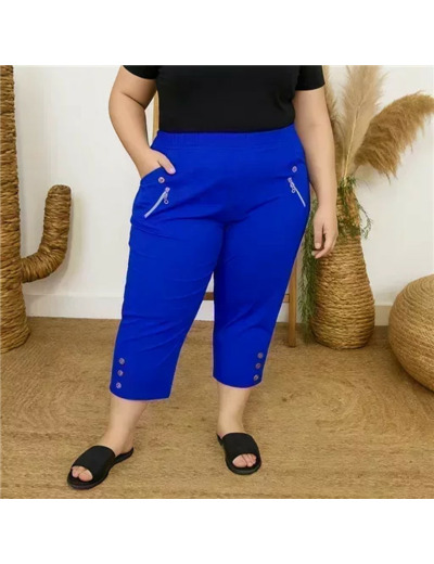 T581- Pantacourt stretch uni JST (T38-T52) (bleu royal)