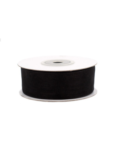 Ruban organza 25 mm de large bobine de 25 metres de long Noir