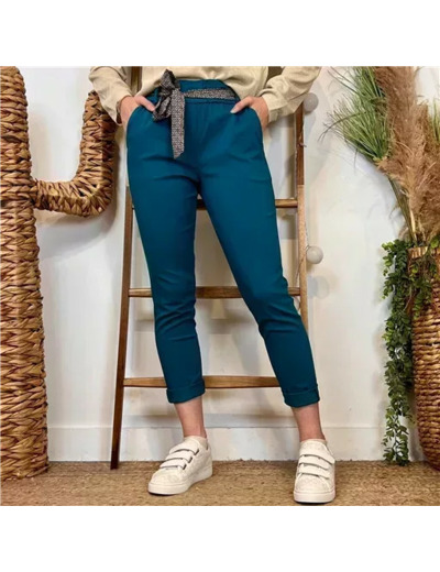 L749- Pantalon Stretch (T36-T50) 🇮🇹 (bleu canard)